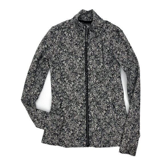 Athleta Black White Thumb Holes Salutation Textured Stretch Jacket Womens S - Picture 1 of 5